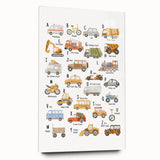 A-Z Vehicles Kids Educational Wall Art - Learning Poster for Classrooms