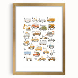 A-Z Vehicles Kids Educational Wall Art - Learning Poster for Classrooms