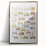 A-Z Vehicles Kids Educational Wall Art - Learning Poster for Classrooms