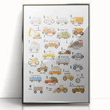 A-Z Vehicles Kids Educational Wall Art - Learning Poster for Classrooms