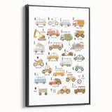 A-Z Vehicles Kids Educational Wall Art - Learning Poster for Classrooms