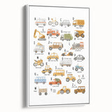 A-Z Vehicles Kids Educational Wall Art - Learning Poster for Classrooms