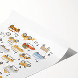 A-Z Vehicles Kids Educational Wall Art - Learning Poster for Classrooms