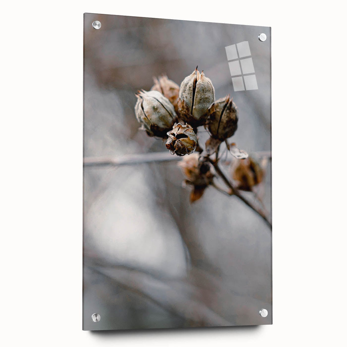 Large abstract wall art on acrylic glass featuring swirling autumnal shades, ideal for bedroom or dining room decor.