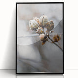 Large abstract wall art depicting autumnal colors in a mid-century modernist style, framed in black acrylic.