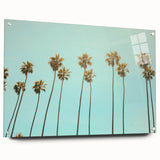 Large abstract wall art depicting summer season in vibrant orange and yellow hues on acrylic glass.