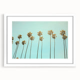 Abstract art print featuring vibrant summer hues on a white framed canvas, ideal for dining room decor.