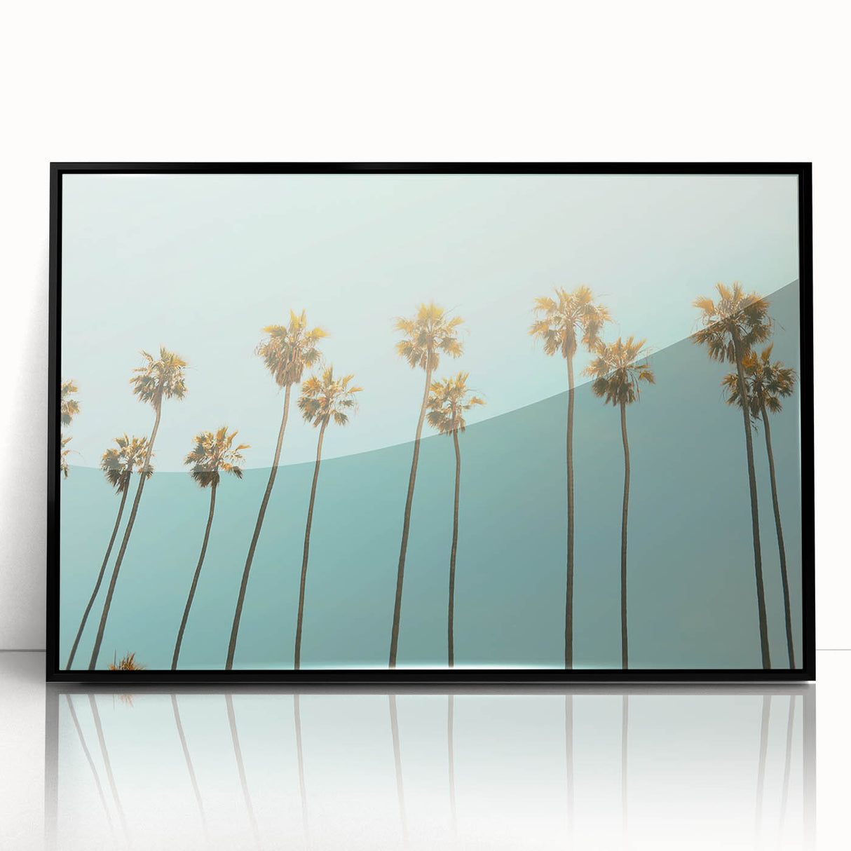 Large abstract wall art featuring mid-century modernist design in vibrant orange and yellow tones on a black framed acrylic…
