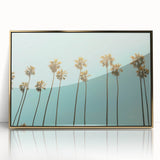 Mid-century modernist summer-themed acrylic print in gold frame, ideal for nursery wall art.