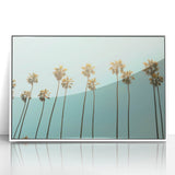 Art deco poster featuring a summer scene in pastel shades on white framed acrylic, suitable for nursery wall art.
