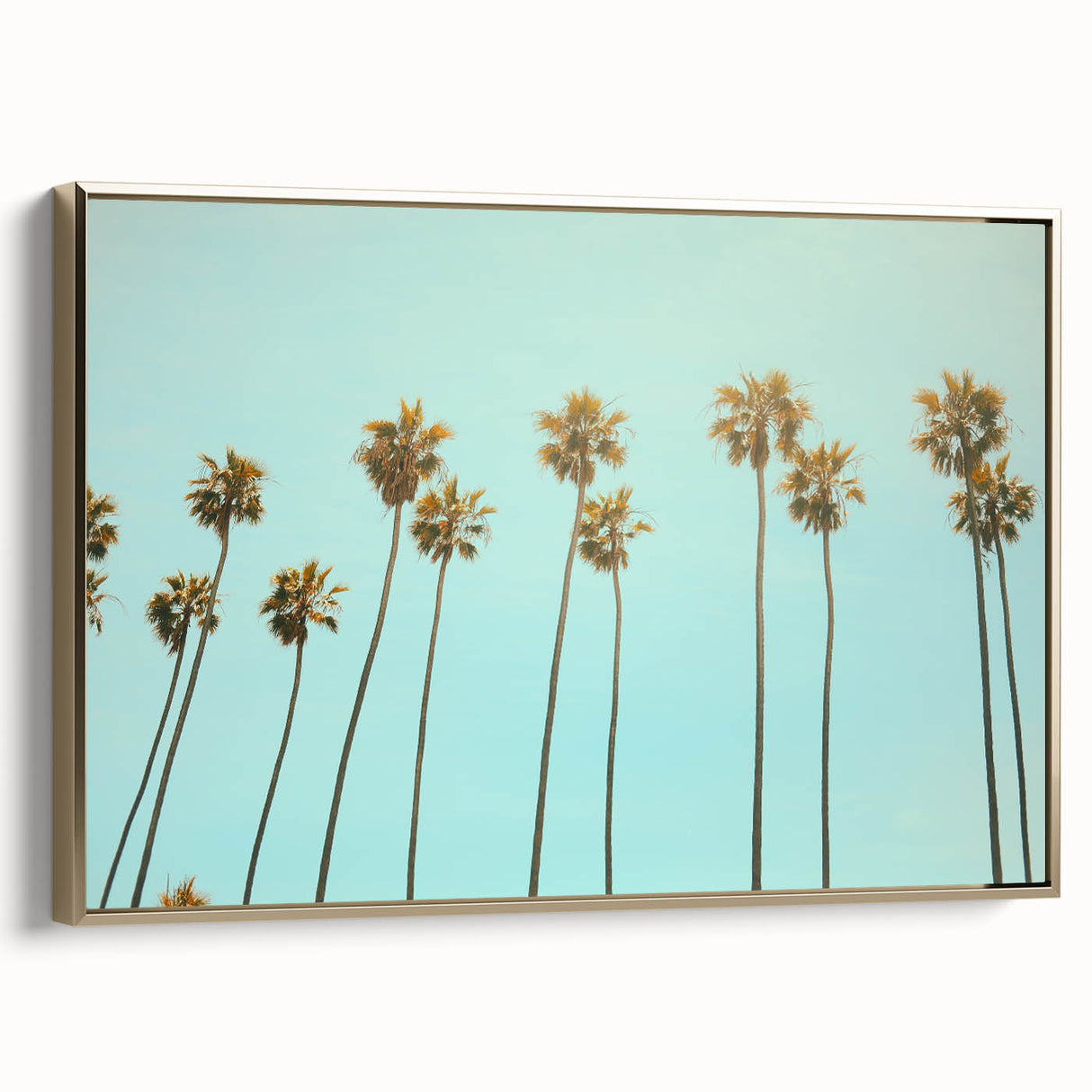 Framed canvas depicting a vintage summer landscape with lush greenery and a golden frame, suitable for bedroom decor.