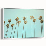Vintage poster art of summer, colorful imagery on extra large white-framed canvas, ideal for living room decor.