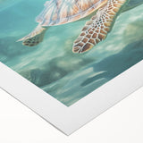 Art deco poster featuring geometric patterns in muted gold and navy tones on rolled canvas, suitable for dining room decor.