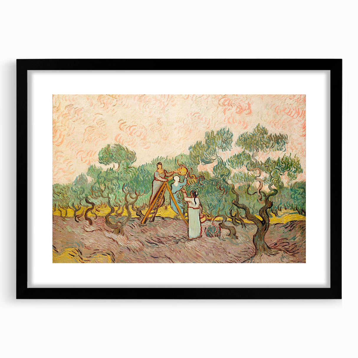 Extra large abstract art print featuring a vibrant, textured swirl of colors on a framed canvas, ideal for living room decor.