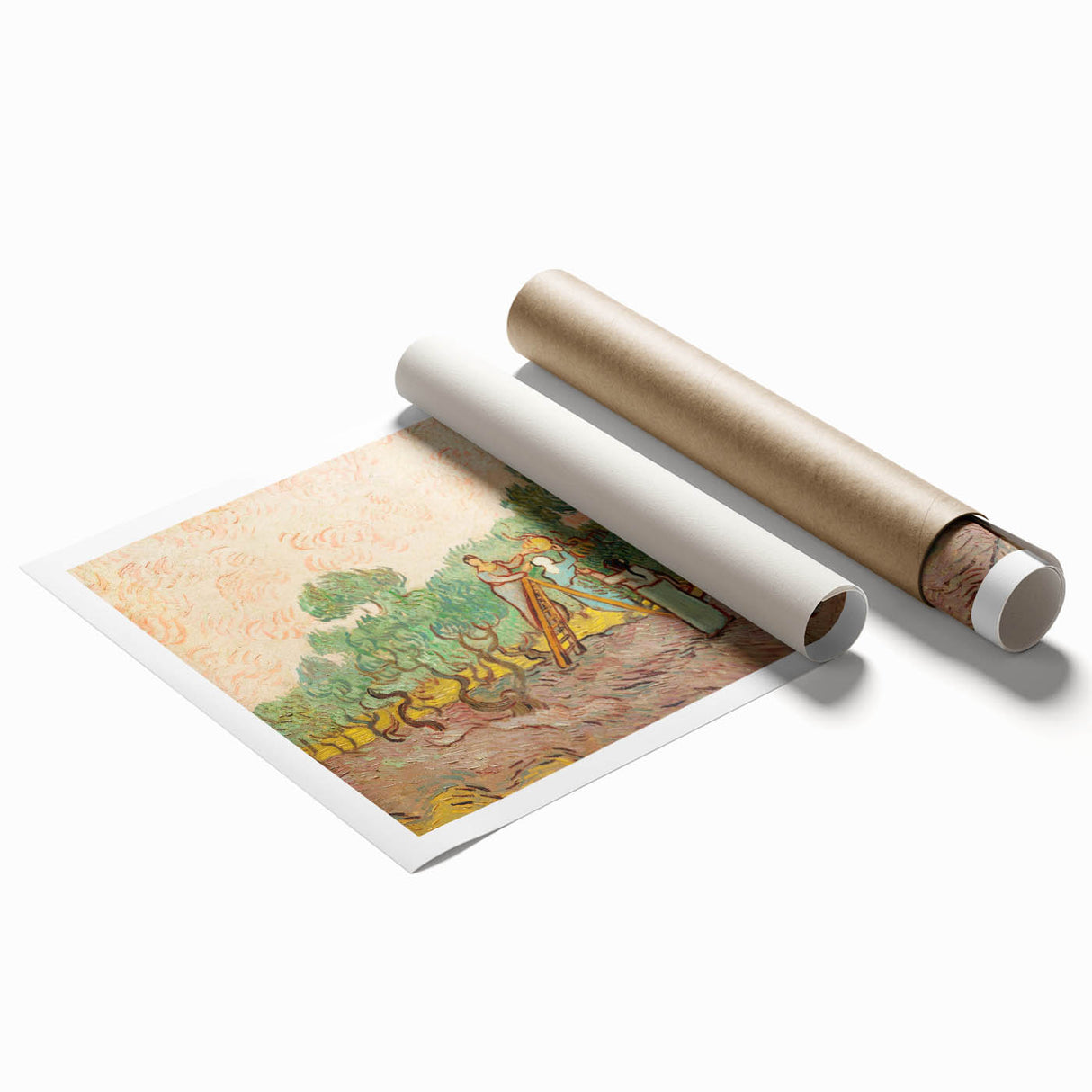 Extra large rolled canvas print featuring Van Gogh-inspired floral art in vibrant colors.