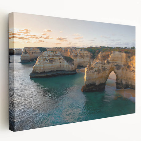 Stretched canvas artwork showcasing a dramatic cliff landscape in vibrant colors, ideal for modern home decor, evoking a sense of adventure and tranquility.