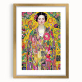 Abstract figurative artwork framed in a gold mat, showcasing vibrant colors and intricate details, perfect for modern home decor and artistic expression.