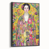 Framed abstract figurative canvas art in a sleek black frame, showcasing dynamic shapes and vibrant colors, perfect for modern home decor or artistic display.