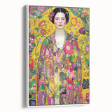 Abstract figurative framed canvas artwork displayed in a white frame, showcasing vibrant colors and dynamic shapes, ideal for modern home decor and artistic flair.