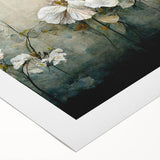 Abstract floral wall art design on rolled canvas, showcasing vibrant colors and intricate patterns, ideal for enhancing home decor in modern interiors.