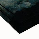 Close-up of vibrant abstract floral wall art on stretched canvas, showcasing intricate brush strokes and a colorful palette of blues, pinks, and greens. Perfect for modern home decor, adding a touch of elegance and creativity to any space.