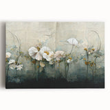 Abstract floral wall art on stretched canvas, showcasing vibrant colors and intricate patterns. Ideal for modern home decor, enhancing any interior space with a touch of elegance.