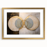 Abstract geometric frame with a gold mat, showcasing an elegant front view design. The frame features sharp lines and modern aesthetics, perfect for contemporary decor.