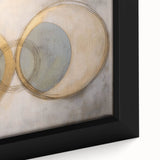 Close-up of an abstract geometric framed canvas showcasing vibrant colors and intricate patterns, perfect for modern home decor or art enthusiasts.