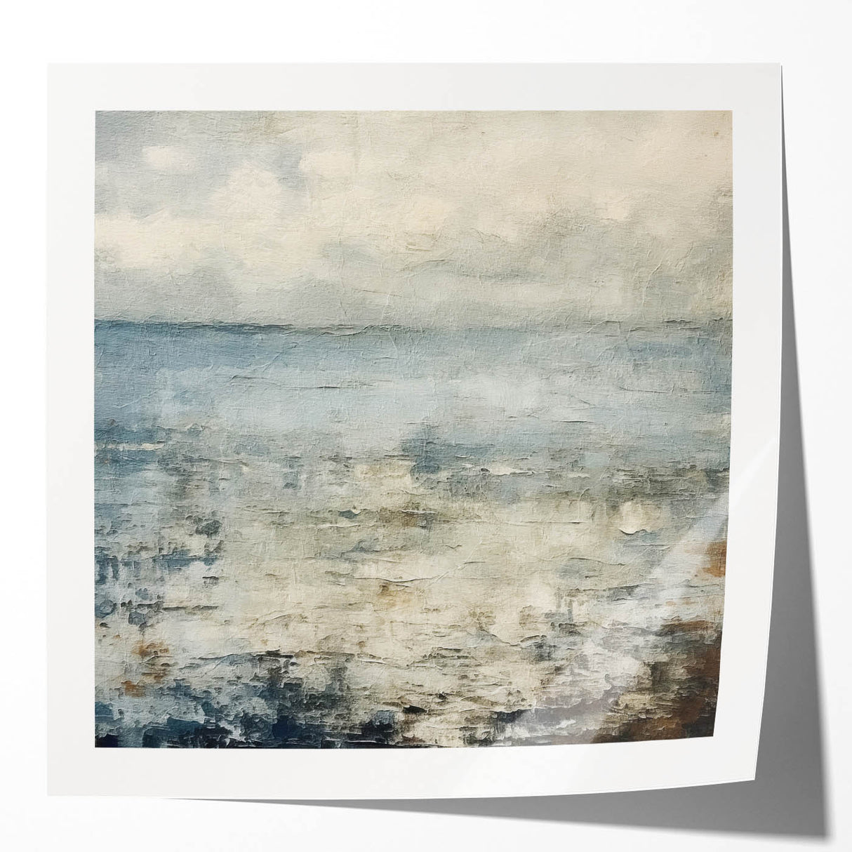 Contemporary Landscape Print - Soft Misty Waters Abstract Wall Art