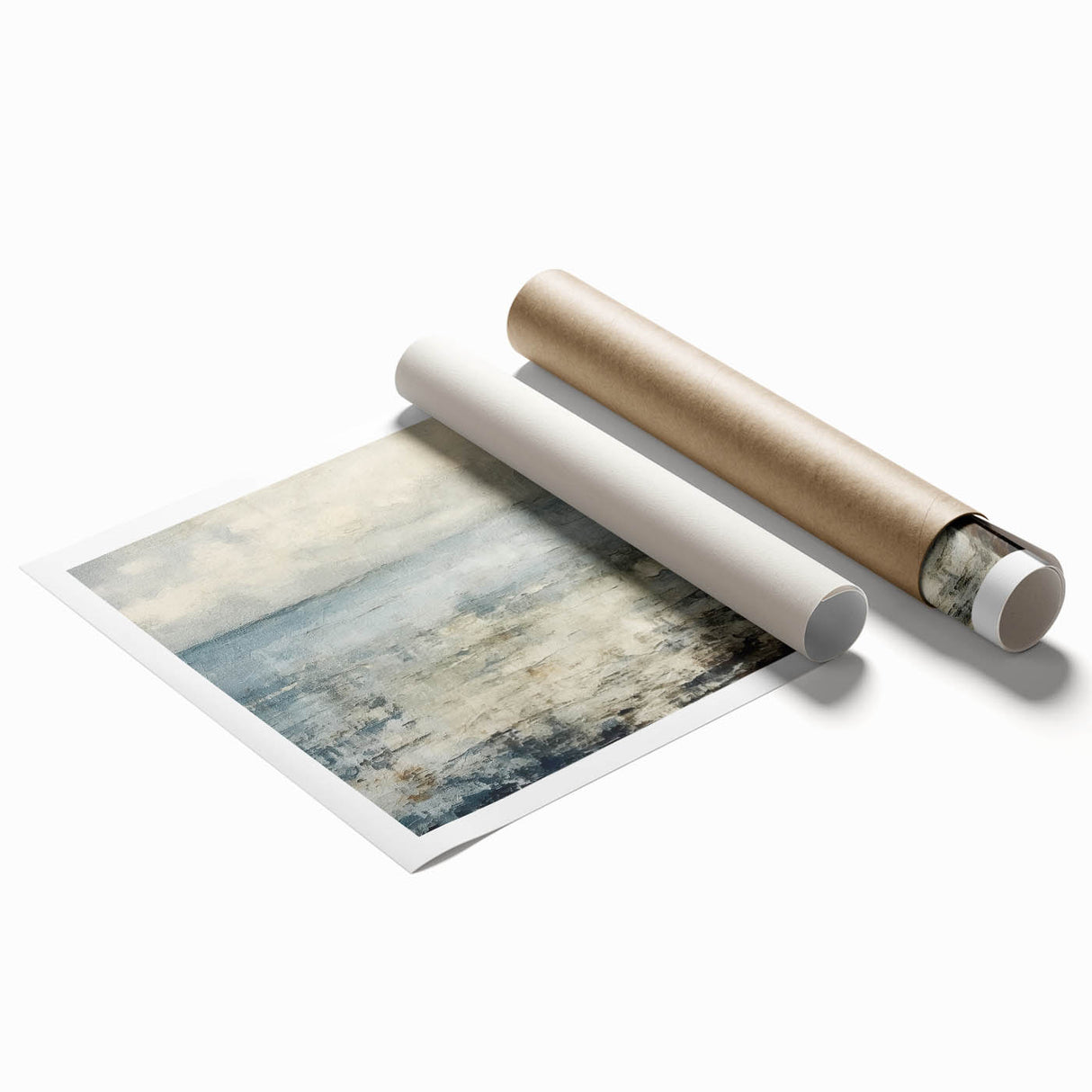 Contemporary Landscape Print - Soft Misty Waters Abstract Wall Art