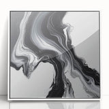 Minimalist Abstract Wall Art – Black and White Flowing Motion