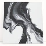 Minimalist Abstract Wall Art – Black and White Flowing Motion