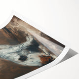 Rolled canvas print showcasing a vibrant animal design, featuring intricate details and rich colors, securely packaged in a protective cardboard tube for safe shipping.