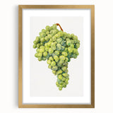 Extra large abstract art print featuring textured fruits in vibrant colors, framed in gold, ideal for living room decor.