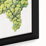 Close-up of extra large black wall art canvas featuring a colorful, textured depiction of assorted fruits.