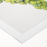 Art Deco poster featuring an assortment of fruits in bold colors on a rolled canvas, suitable for dining room decor.