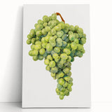 Black and white photographic print on stretched canvas featuring assorted fruits, ideal for kitchen wall art.