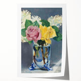 Impressionism Wall Art - Lilacs and Roses in Vase - Elegant Floral Print