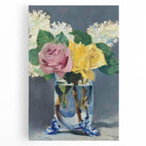 Impressionism Wall Art - Lilacs and Roses in Vase - Elegant Floral Print