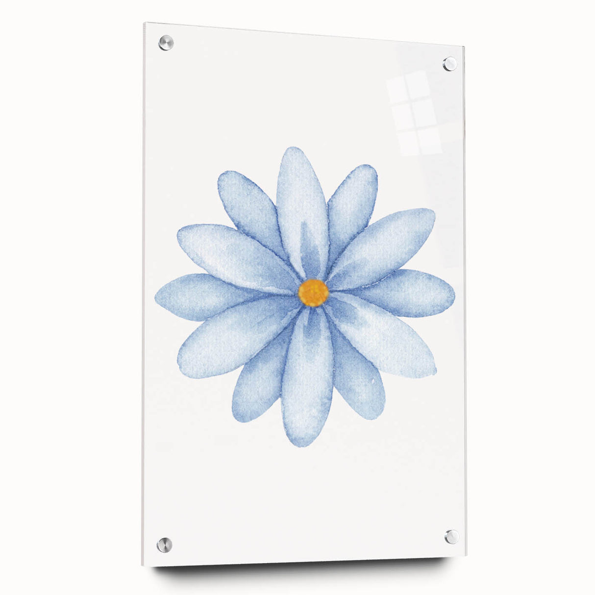 Watercolor Blue Daisy Print - Nursery Wall Art for Kids