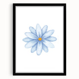 Watercolor Blue Daisy Print - Nursery Wall Art for Kids