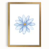 Watercolor Blue Daisy Print - Nursery Wall Art for Kids