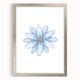 Watercolor Blue Daisy Print - Nursery Wall Art for Kids