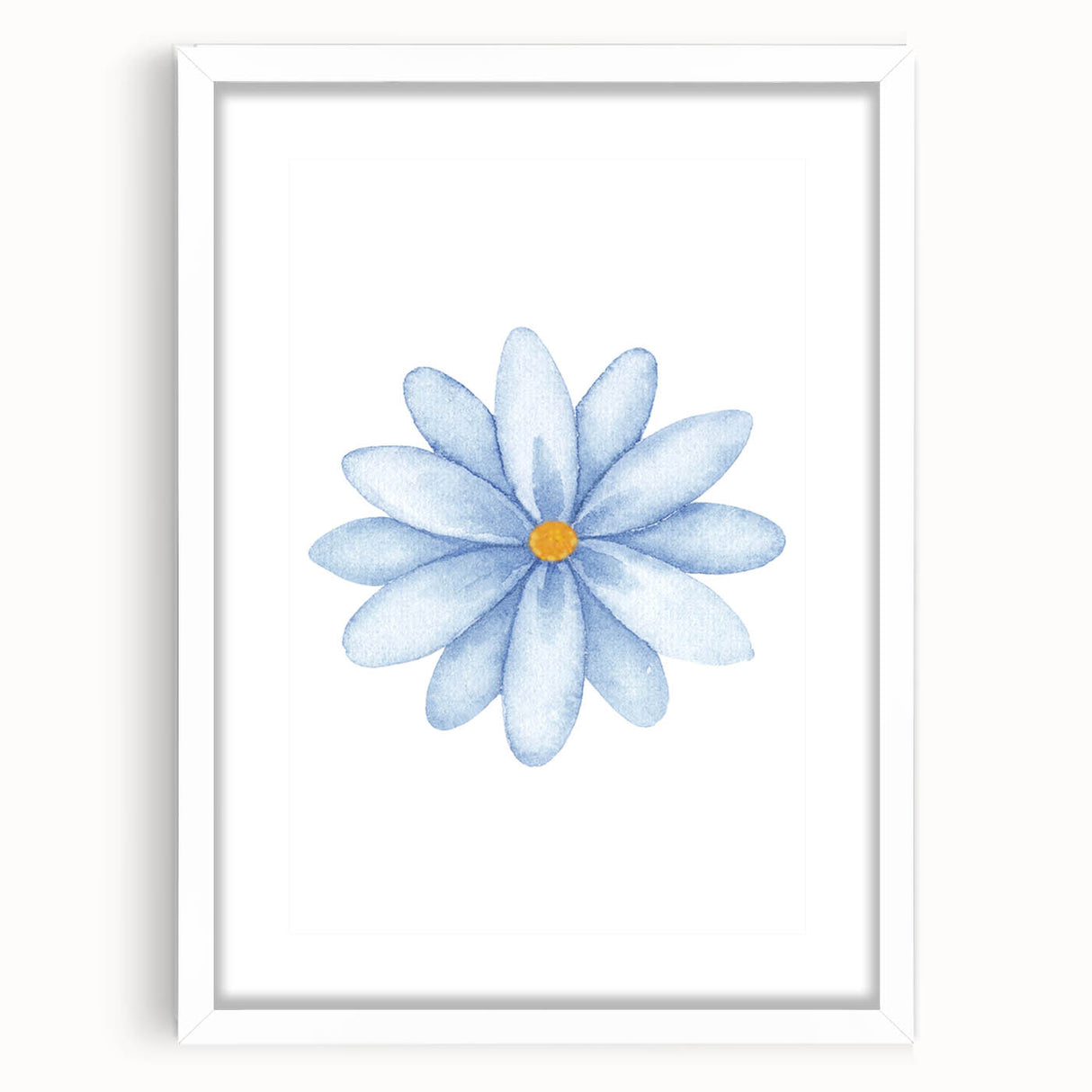 Watercolor Blue Daisy Print - Nursery Wall Art for Kids