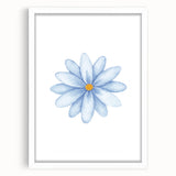 Watercolor Blue Daisy Print - Nursery Wall Art for Kids