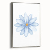 Watercolor Blue Daisy Print - Nursery Wall Art for Kids