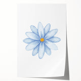 Watercolor Blue Daisy Print - Nursery Wall Art for Kids