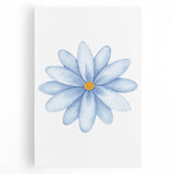 Watercolor Blue Daisy Print - Nursery Wall Art for Kids