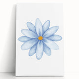 Watercolor Blue Daisy Print - Nursery Wall Art for Kids