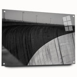 Acrylic glass landscape bridge design showcasing a modern architectural structure, featuring transparent material and metal pins for stability, ideal for contemporary decor.